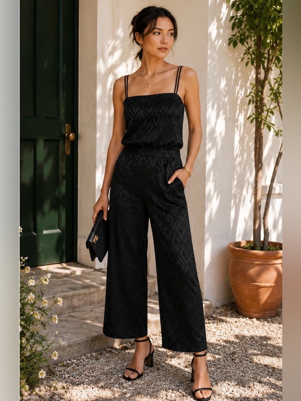 Theory Jacquard Silk Blend Wide Leg Jumpsuit NWOT $495